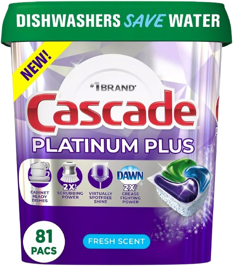 Platinum Plus  DishWasher Detergent Fresh Scent With Dawn 81 ActionPacks 1.25Kg