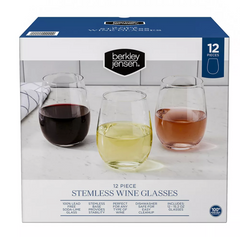 12 Piece Stemless Wine Glasses 15.2oz