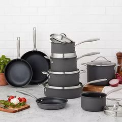 15pc Heavy Gauge Hard Anodized Nonstick Cookware Set