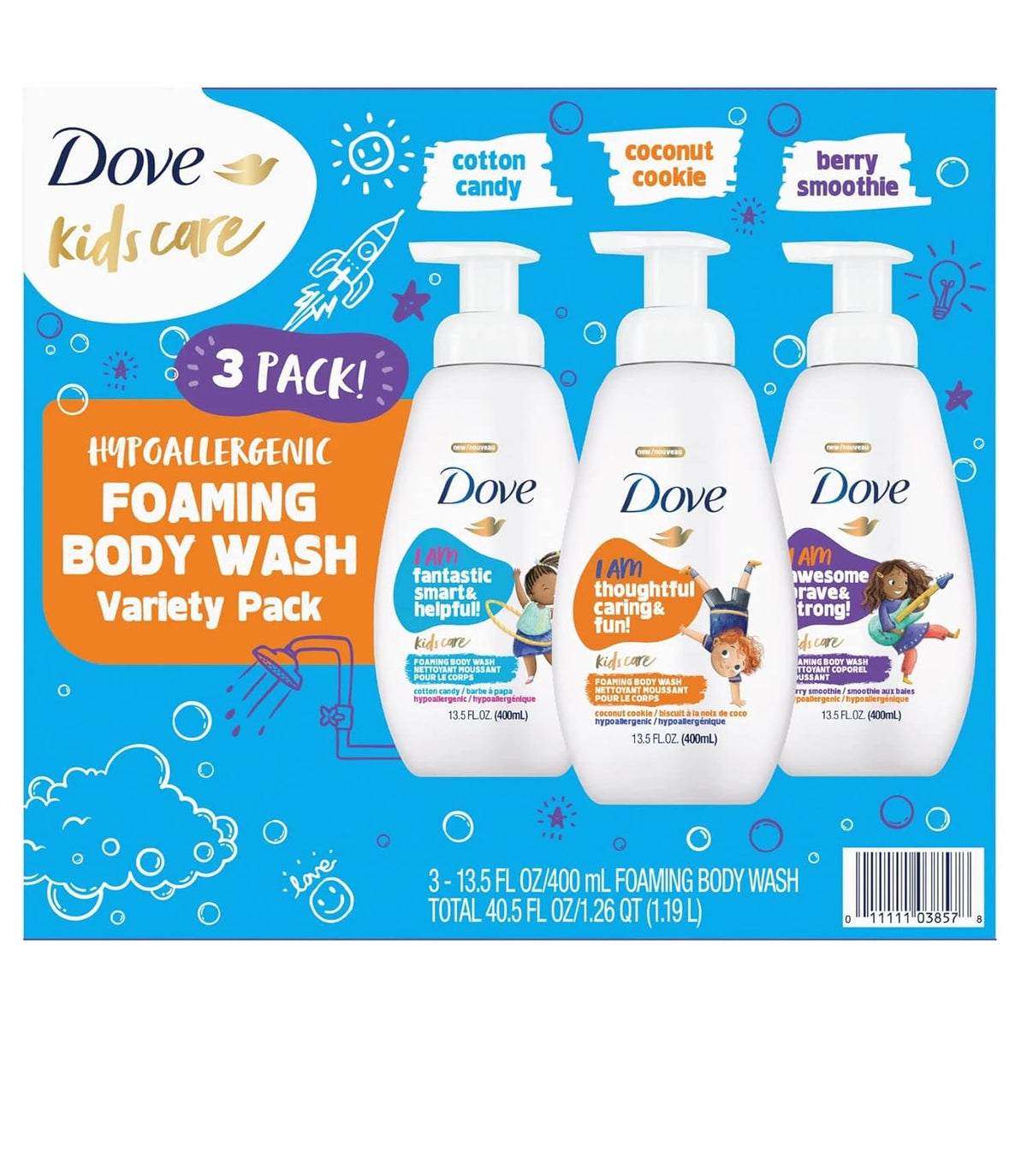 Kids Care Foaming Body Wash 3 Pack 400 ml Each