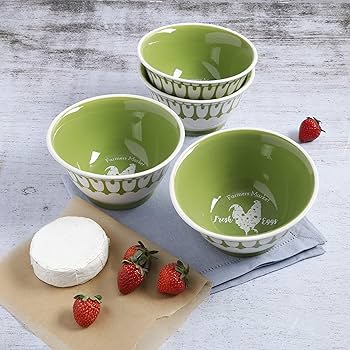 Life On The Farm 6.4" Green/White Footed Bowl