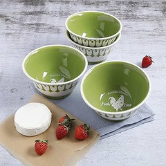 Life On The Farm 6.4" Green/White Footed Bowl