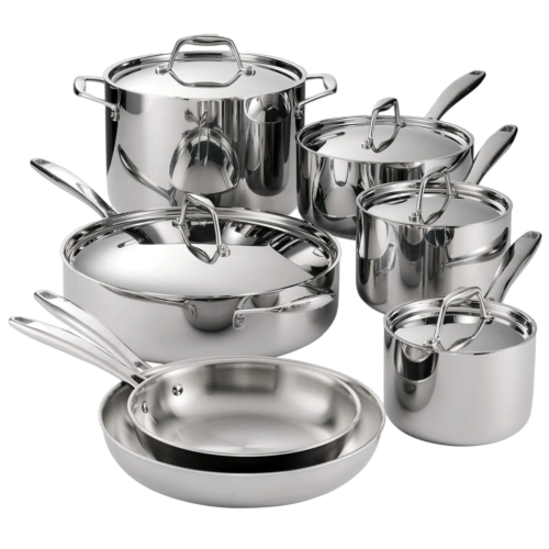 12 Piece Set Tri-ply Clad Stainless Steel Induction Ready Pot