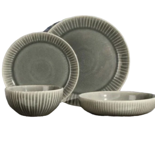 California Designs Grey 16 Piece Dinnerware Set
