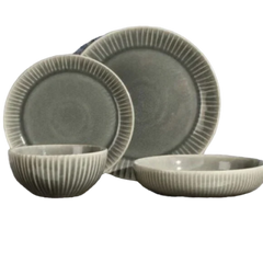 California Designs Grey 16 Piece Dinnerware Set