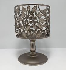 Dogwood 3 Wick Pillar Candle Metal Pedestal Sleeve Holder