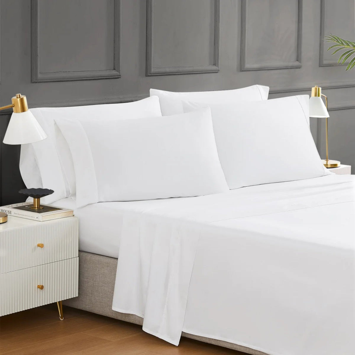 6 Piece Sheet Set 400 Thread Count King Egyptian Cotton Bright White ITM: 1726199