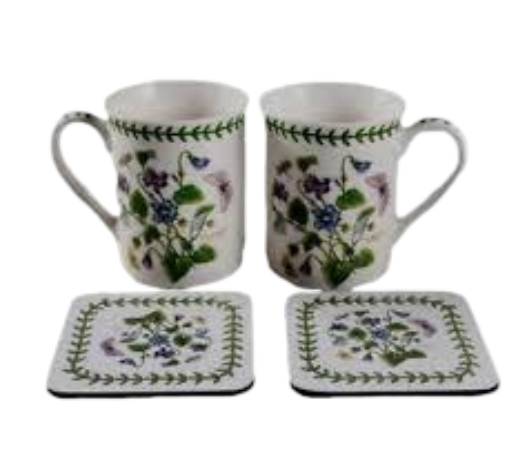 Botanic Garden Sweet Violet 4 Piece Mug & Coaster Set