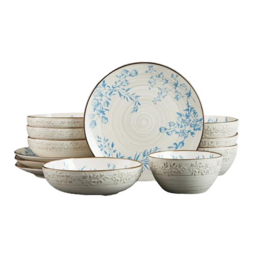 Bella Blue Round 12 Piece Dinnerware Set