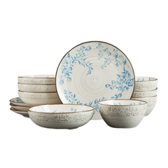 Bella Blue Round 12 Piece Dinnerware Set