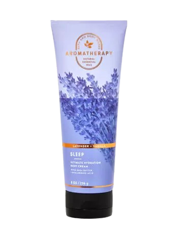 Aromatherapy Natural Essential Oils Lavender + Vanilla Sleep Ultimate Hydration Body Cream with Shea Butter + Hyaluronic Acid 226g