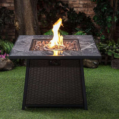 35 Inch Wicker Gas Fire Pit
