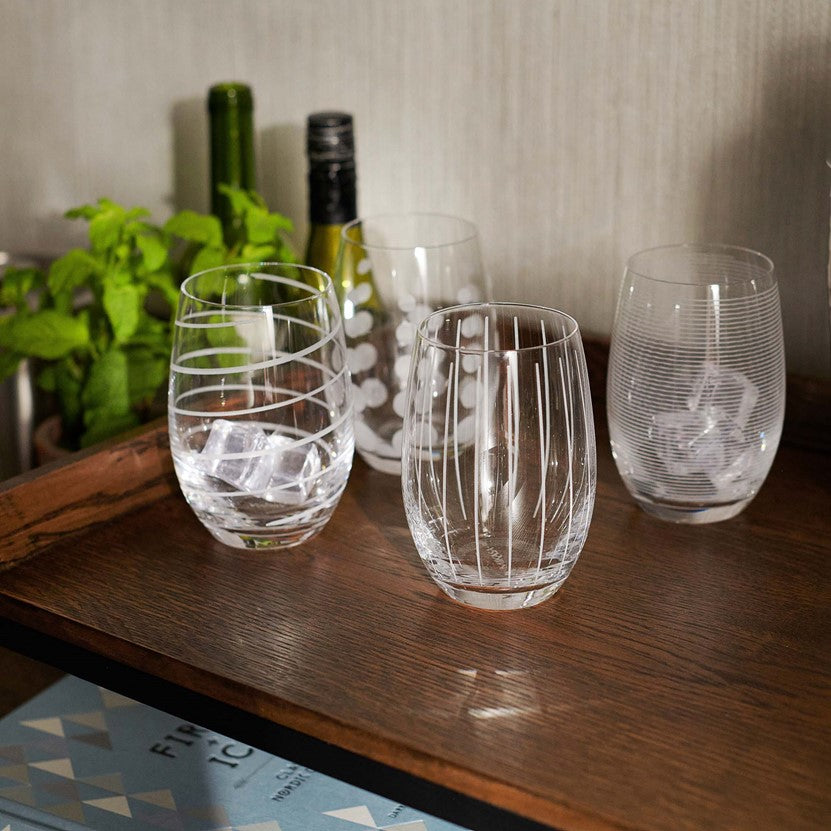 Cheers Smoke Set of 4 Stemless Wine Glasses 503ml