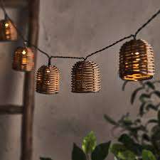 10 Bulb LED Solar Rattan Lantern String Lights