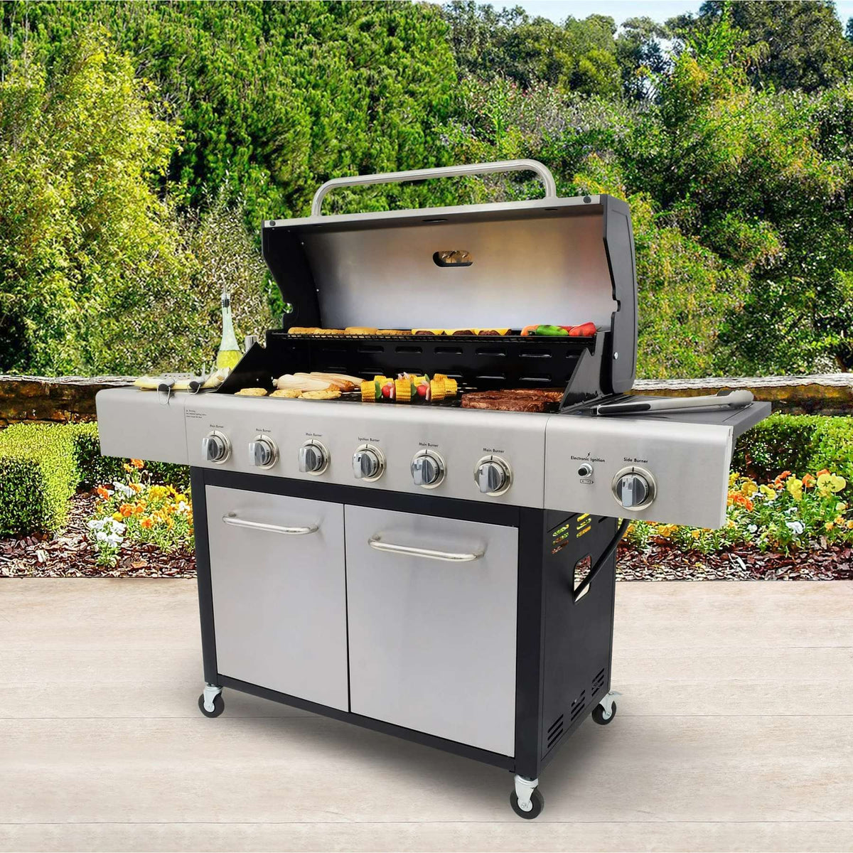 6 Burner Gas Grill with Side Burner