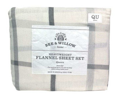 Heavyweight Flannel Sheet Set Queen Grey Tattersall