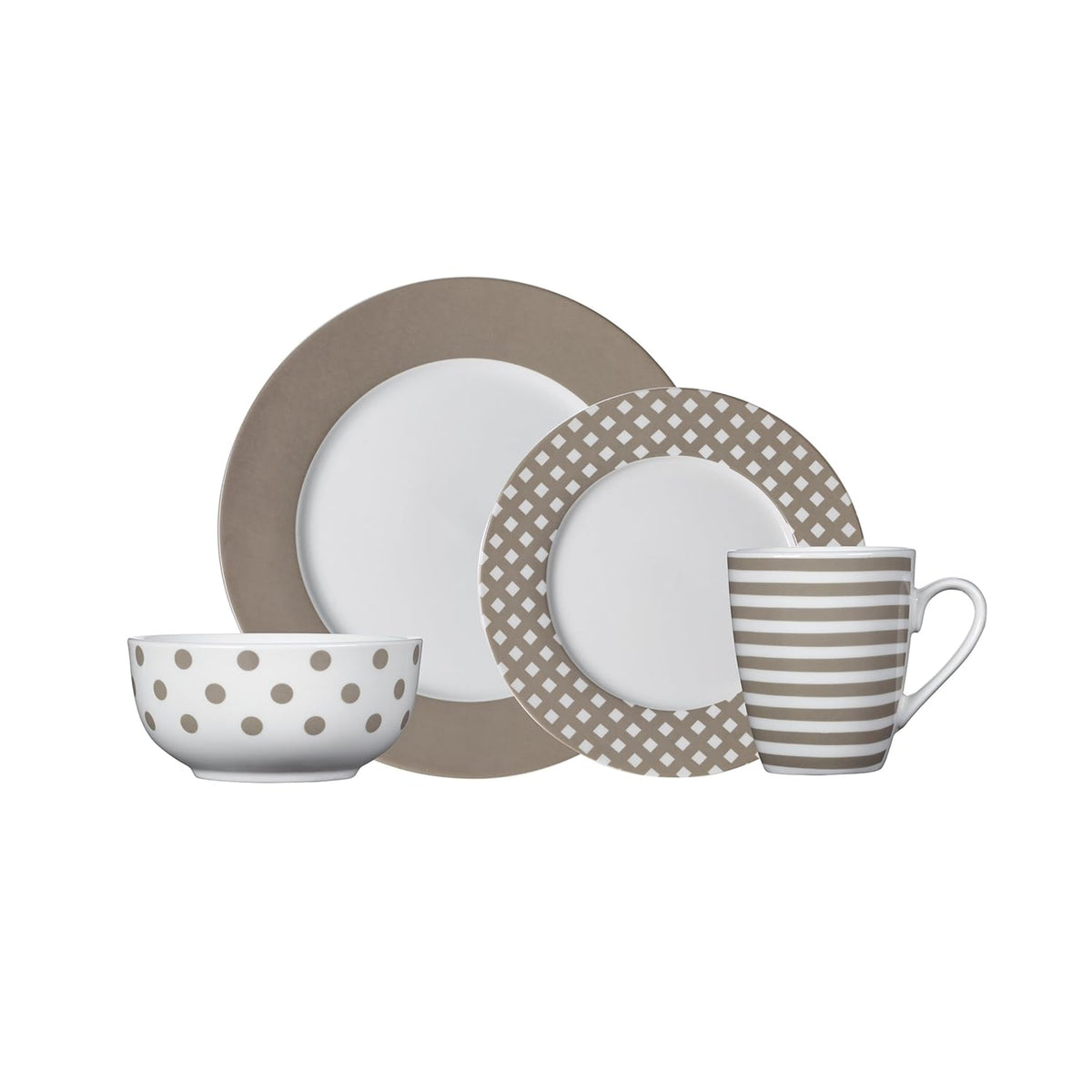 Everyday Kenna Taupe 16 Piece Dinneware Porcelain Set