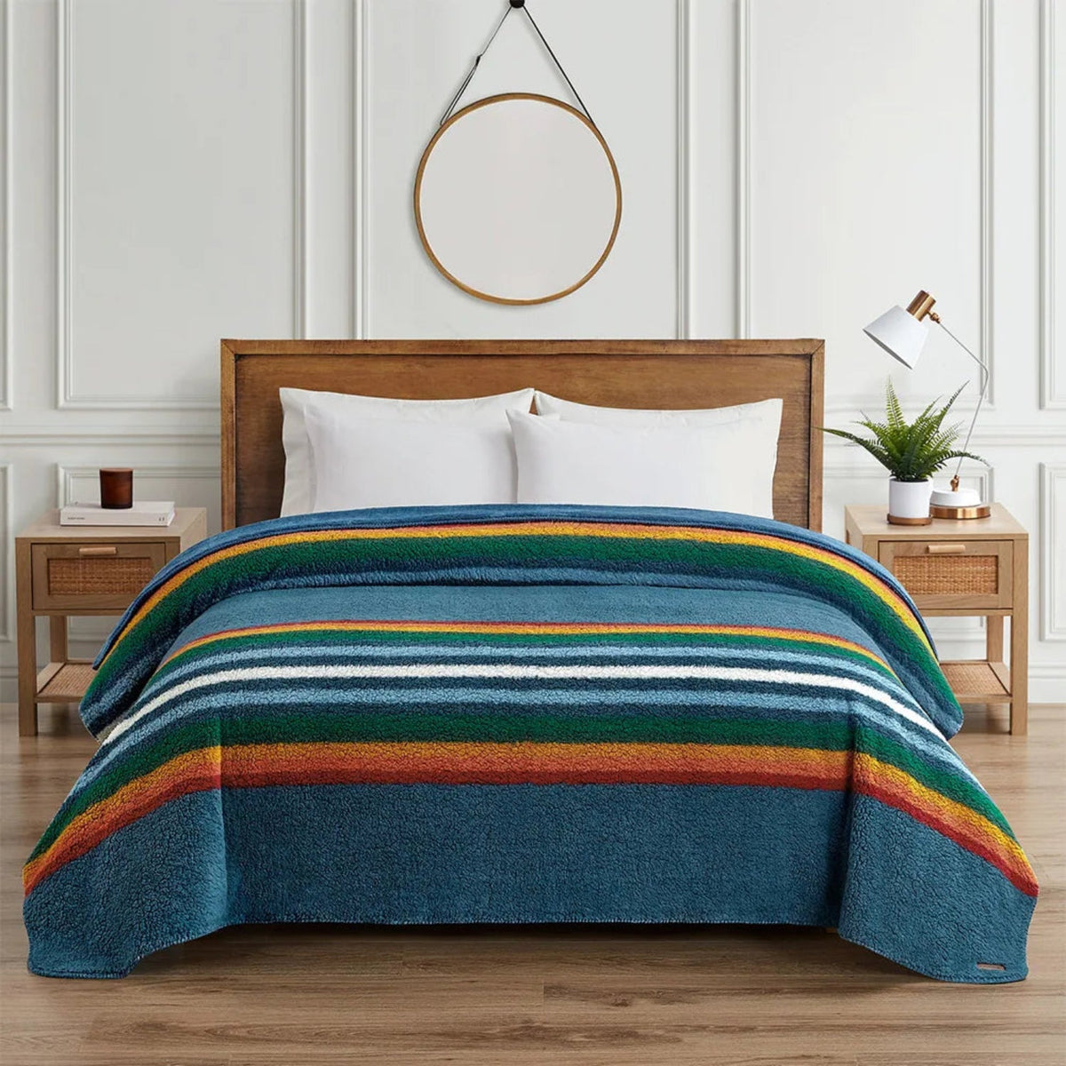 Queen Blanket Serape Stripe Blue ITM: 1623498