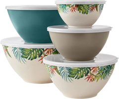 10 Piece Bamboo Melamine Mixing Bowls with Lids
