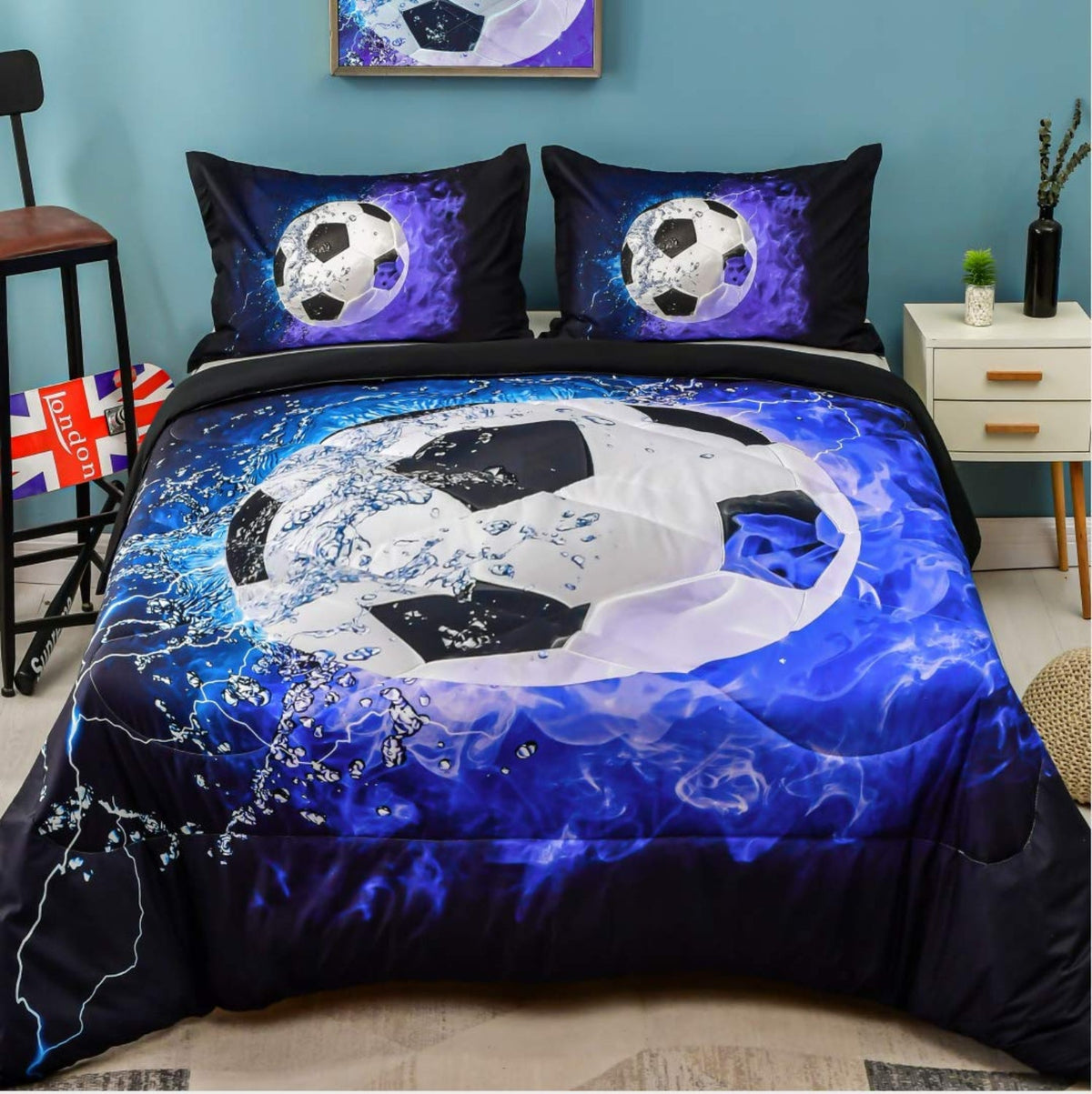 Soccer Bed In a Bag 4 Piece Set Twin Size