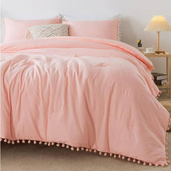 3 Piece Comforter Set Supple Washed Stripe Matelasse King White