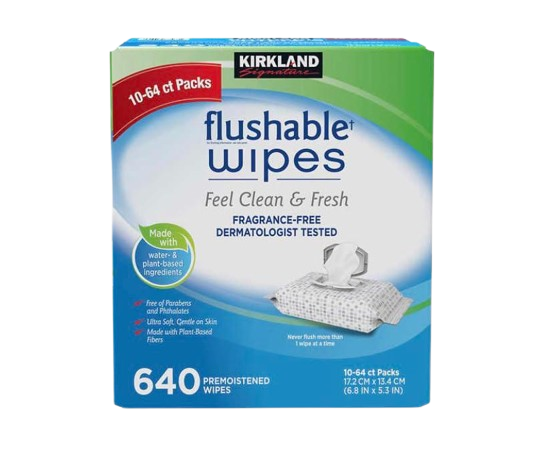 Flushable Wipes 640pc 10-64 ct Packs