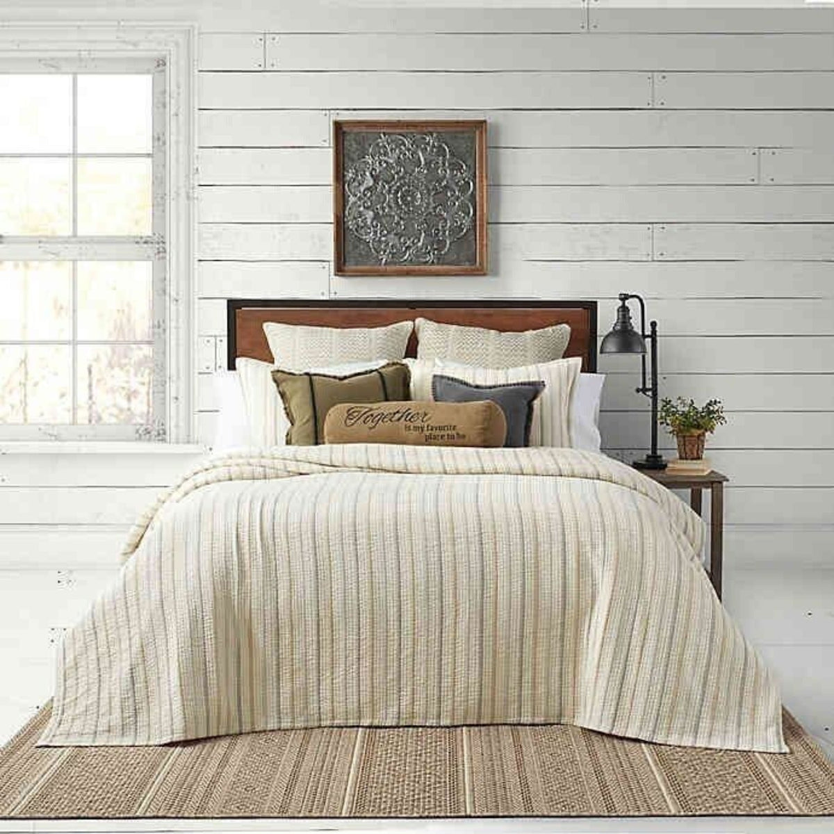 Full/Queen Yard-dyed Stripes Lightweight Quilt Set