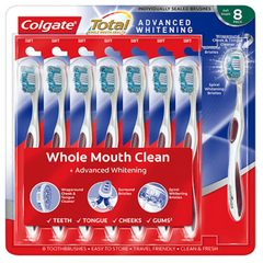 Colgate Total Advanced Whitening Toothbrush, Individual 8-Pack