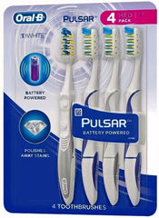 Pulsar Battery-Powered 4 Pack Medium Toothbrushes