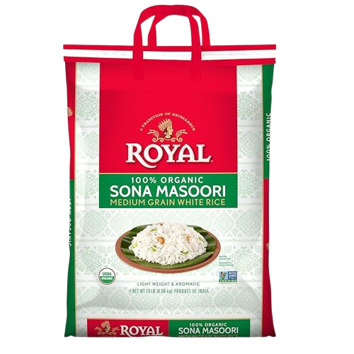100% Organic Sona Masoori Medium Grain White Rice 9.08kg