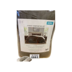 3 Piece Comforter Set Gray King Size