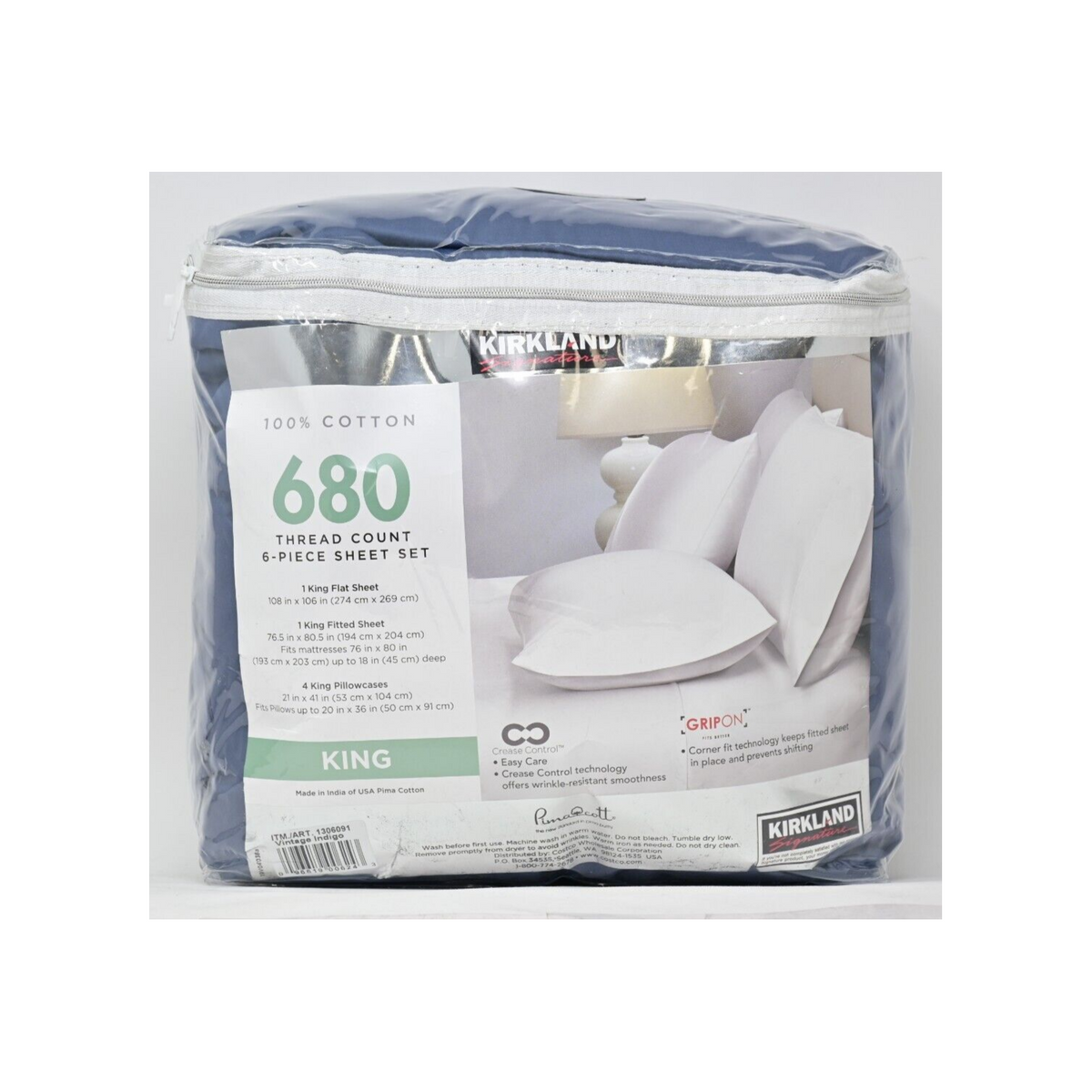 680 Thread Count 6-Piece Sheet Set King Size ITM: 1306091 Vintage Indigo