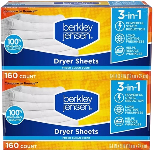 3-In-1 Dryer Sheets Fresh Clean Scent 160 Count