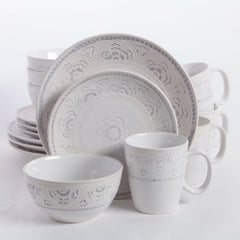 Florence Gardenia White 16 Piece Stoneware Dinnerware Set