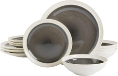 Clementine Grey 12 Piece Stoneware Dinner Set