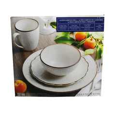 Joanne White Dinnerware 16  Piece Service For 4