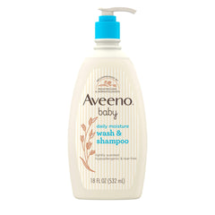 Aveeno Baby Daily Moisture Gentle Body Wash & Shampoo with Oat Extract, 2-in-1 Baby Bath Wash & Hair Shampoo